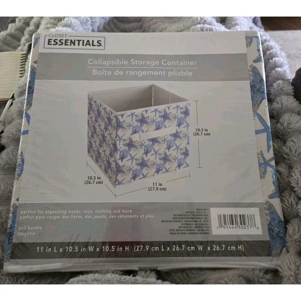 Set of 2 Closet Essentials Collapsible Storage Containers Star Fish SUPER CUTE!!